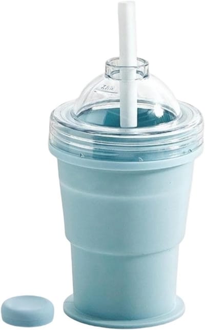 IJsblokjesmal Beker - IJsbal Maker - Dranken Koelen - Opvouwbaar Lekvrij - 325 ml - Blauw Geel