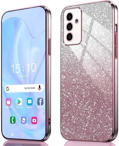 Geschikt voor Samsung S23 FE 5G - Flexibele Zachte Siliconen Hoesje - Glitter - Back Cover Case - Roze