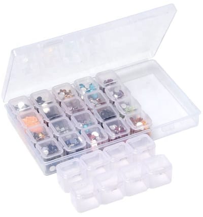 Opbergdoos - Diamond painting organizer - 28 vakjes - Kralen opbergbox - Transparant - Sorteren op kleur - Jonyx