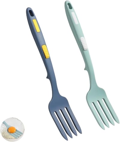 Set van 2 Flexibele Siliconen Keukenvorken, Grote Taartvork en Mengvork - Antiaanbaklaag, Hittebestendig en Ideaal voor Koken en Serveren van Gerechten