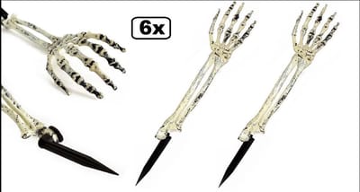 6x Skelet arm op spies - scharnierend - Griezel Halloween thema feest spooktocht creepy party scary