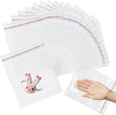 200 stuks zelfklevende cellofaanzakjes, transparante zakken voor snoep, geschenken en feestdecoratie, hersluitbaar en ideaal voor verpakking (wit, 14 x 14)