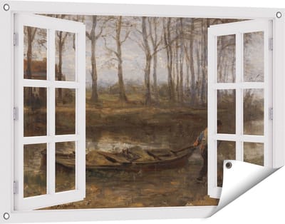 Gards Tuinposter Doorkijk De Zandschipper - Jozef Israëls - 90x60 cm - Tuindoek - Tuindecoratie - Wanddecoratie buiten - Tuinschilderij