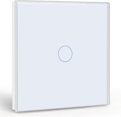Touch Lichtschakelaar Zonder Nuldraad – 1 Weg – Wit Gehard Glas Met LED
