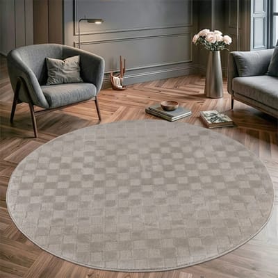 Muratap Vivant chesterfield rond vloerkleed laagpolig effen - 160 cm rond
