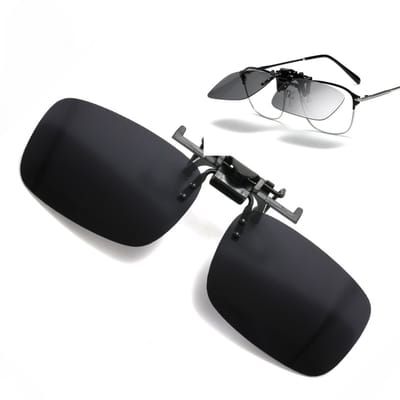 Polarized clip-on – Overzetbril - Overzetzonnebril - Clip on voorzet zonnebril - Clip on bril - Vierkant model - Donker zwart - LOUZIR