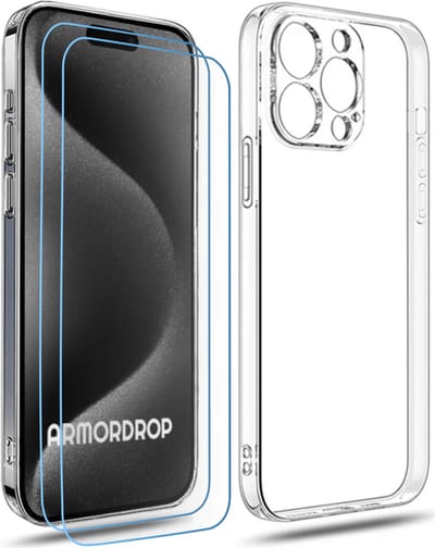 ArmorDrop Transparant Hoesje Inclusief 2x Screenprotector Geschikt Voor iPhone 15 Pro