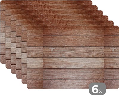 Placemat - Eikenhout - Planken - Patronen - 45x30 cm - 6 stuks - Hittebestendig - Anti-Slip - Onderlegger - Afneembaar