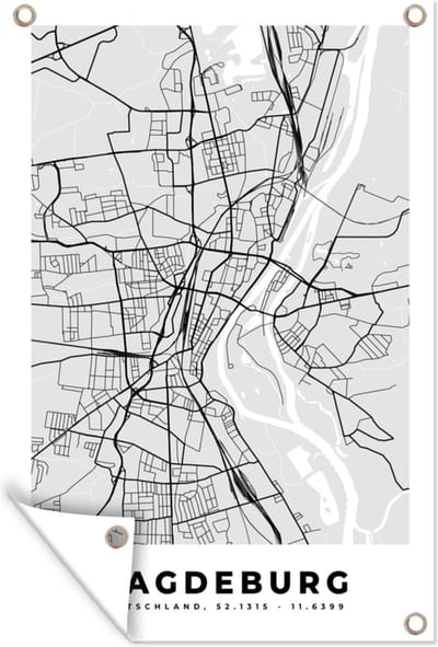 Muurdecoratie Kaart - Stadskaart - Duitsland - Magdeburg - Plattegrond - 120x180 cm - Tuinposter - Tuindoek