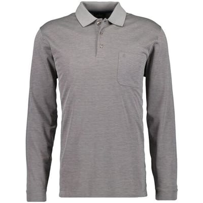 Ragman Softknit Polo Fineline Zilvergrijs / male