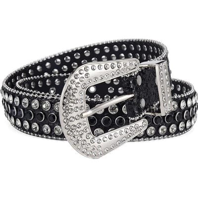 Heren Jeans Strass Grote Maat Riem Dames Riem Western Denim Glanzend Klinknagel Ontwerp Leer Hiphop Punk Rock Y2K Stijl Riem 115CM gray