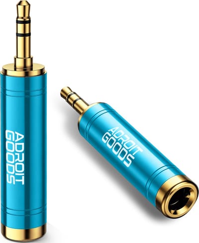 AdroitGoods 6.35mm Male naar 3.5mm Female Audio Jack Adapter - Gold plated - Blauw