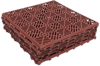 Tuinvloermatten 5-pack - Kunststof Tegels - Buiten Terras - Splitsontwerp Drainage - 30x30x1.5cm - Zoals Getoond