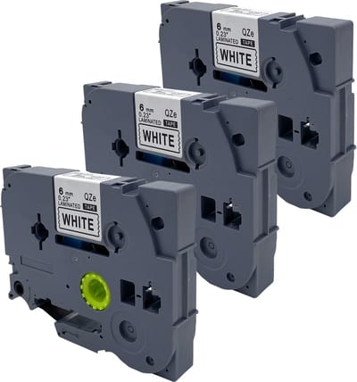 DULA Brother Compatible label tape- Tze-211 - 3 cassettes - Brother P-Touch - Zwart op wit - 6mm x 8m