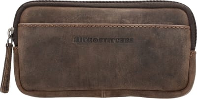 Hide & Stitches Idaho Telefoontasje - 100% Leer - Donkerbruin