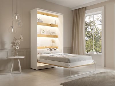 Vente-unique Bedkast hout natuurlijk licht, wit 120 x 200 cm