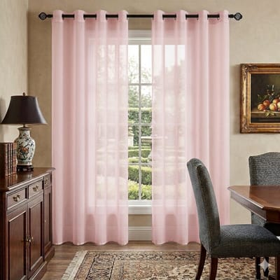Maison Elara Transparante Raamgordijnen met Ringen | 2 Panelenz 140 x 225 cm | Babyroze | Vitrage voor Slaapkamer en Woonkamer
