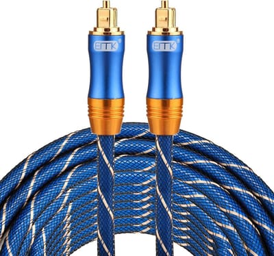 By Qubix - ETK Digital Toslink Optical kabel 8 meter - audio male to male - Optische kabel BLUE series - Blauw audiokabel soundbar