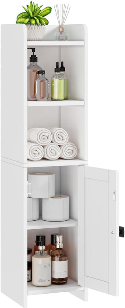 HEZIVO® Smalle Kast - Bijzettafel met Lade - Ruimtebesparend - Badkamerkast - Wit