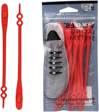 Elastische veters zonder knopen voor kinderen en volwassenen, ideaal voor sneakers, rood, één maat, eenvoudig aan te passen en duurzaam