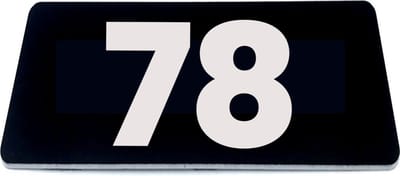 Nummerplaatje 78 - 80 x 50 x 1,6 mm - Zwart/wit - incl. 3M-tape | Nummerbordje - Deur en kamernummer - brievenbusnummers - Gratis verzending - 5 jaar garantie
