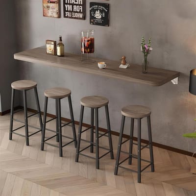 Klaptafel Aan Muur - Zwevend Bureau - Ruimte Besparen - Opvouwbaar Ontwerp - 100x30cm - Grijze Eiken