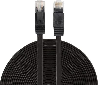 By Qubix internetkabel - 15 meter - cat 6 - Ultra dunne Flat Ethernet kabel - Netwerkkabel (1000Mbps) - Zwart - UTP kabel - RJ45 - UTP kabel