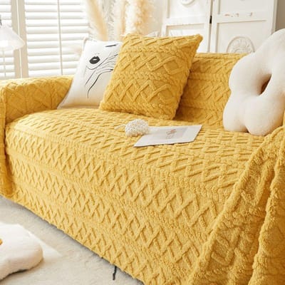 Bankhoes Stof Volledige Hoes Winter Pluche Bankhanddoek Ins Stijl All-inclusive Bankhoes Bankdeken Bankkussen Verdikt 180*130cm beige