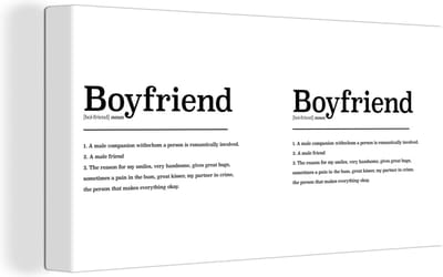 Canvas Schilderij Boyfriend - Woordenboek - Quotes - Spreuken - Vriend definitie - 40x20 cm - Wanddecoratie