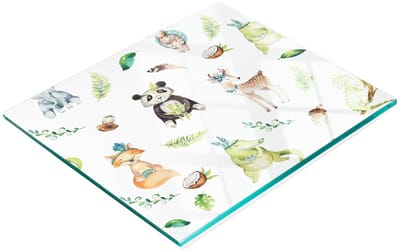 Stijlvol en duurzaam glazen bord met dierenprint voor de kinderkamer, 60x52 cm
