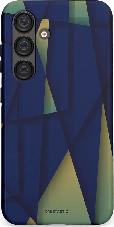Casetastic Hoesje Geschikt voor Samsung S25 - Stijlvolle Beschermende Duo-layer Case - Blauwgroene Driehoeken
