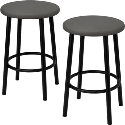 Begryf - Tabouret set van 2 - grijs - rond - zwart metalen frame
