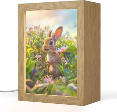 Nachtlampje 15x20 cm - Kinder lampje - Konijn - Dieren - Natuur - Tafellamp kinderkamer - Slaapkamer lamp - Bedlamp kinderen - Kinderlampje stopcontact - Wandlamp babykamer - Nachtlampjes