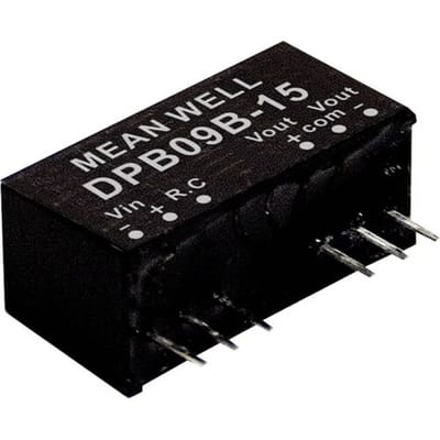 MW Mean Well DPB09B-15 DC/DC-convertermodule 300 mA 9 W Aantal uitgangen: 2 x Inhoud 1 stuk(s)