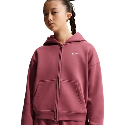 Nike Girls' Studio Fleece Full Zip Hoodie Junior - Rood - Kind, Rood 10-12Y