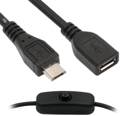 Micro USB 2.0 Schakel Kabel met Aan/Uit Knop - Micro 5Pin Mannelijk naar Vrouwelijk voor DC 5V Lamp, Ventilator en Camera