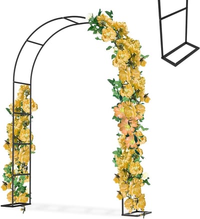 Tuinboog Klimplanten - Decoratieve boog - Tuin decoreren - Stabiele constructie - 192 x 38 x 240 cm - Zwart