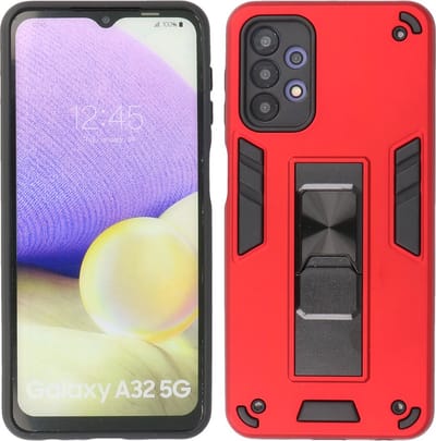Samsung Galaxy A32 5G Hoesje - Tough Armor Hardcase – Telefoonhoesje Met Standfunctie – Bestcases Backcover - Rood