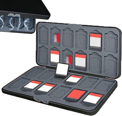 24-in-1 speelkaarten opbergcase voor Nintendo Switch, OLED & Lite - Draagbare game card organizer met reisbescherming en handige tas, zwart