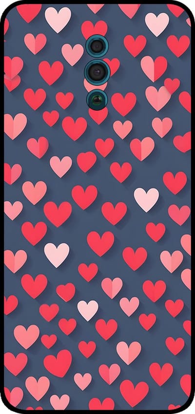 Smartphonica Telefoonhoesje Geschikt voor Oppo Reno met Roze en Rode Hartjes Opdruk - TPU Backcover Case With Rosé and Red Heart Design geschikt voor Oppo Reno