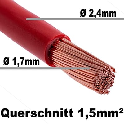 Automobiel Kabel 1,5mm² - 10m - Rood/Zwart - FLRY B Asymmetrisch - Voertuigbedrading