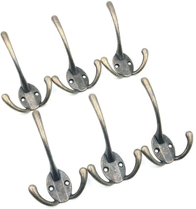 Allecto - Heavy Duty Haken - Wandmontage Haken - Retro Design - Groen Brons - Sjaal en Handdoek Haken - Voor Thuisgebruik - 6 Pack