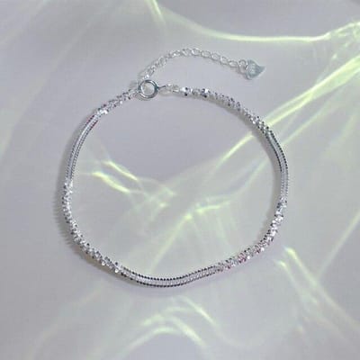 Nieuw Binnen S925 Sterling Zilveren Sprankelende Twine Armband Gipsfila Verstelbare Armband Voor Vrouwen Fijne Mode Sieraden Accessoire gray