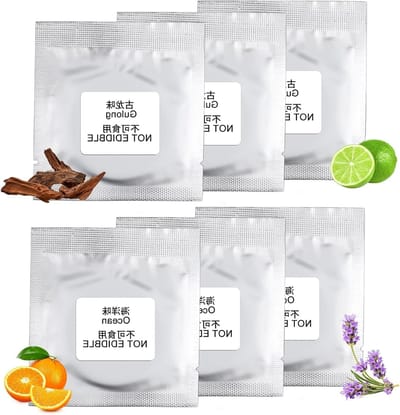 Luchtverfrisser op zonne-energie met aromatherapie, etherische olie diffuser en dubbele ring, inclusief 3 oceaangeuren en 3 Gulong geuren voor een frisse en ontspannen sfeer