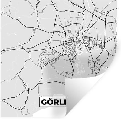 Muurstickers - Sticker Folie - Stadskaart - Plattegrond - Görlitz - Duitsland - Kaart - 100x100 cm - Plakfolie - Muurstickers Kinderkamer - Zelfklevend Behang XXL - Zelfklevend behangpapier - Stickerfolie