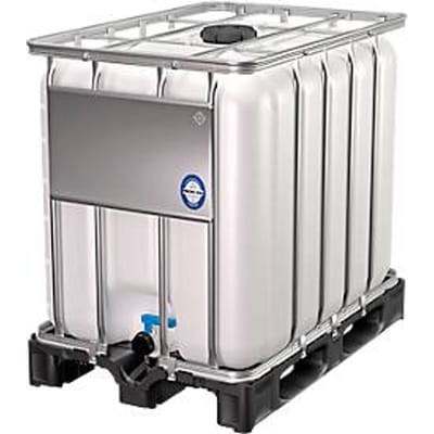 IBC container, 600 liter, HDPE, stapelbaar, aftapkraan, op kunststof pallet, B 1200 x D 800 x H 1013 mm