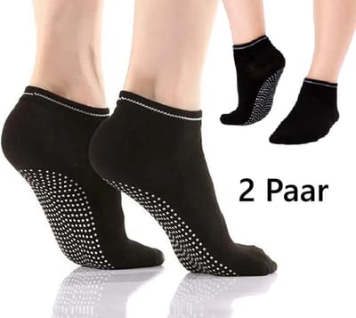2 Paar Yoga Sokken I Gesloten Teen Yoga Sok I Met Anti Slip Onderkant I Antislip Sokken I Pilates Sokken I One Size Maat 36-40 I Zwart