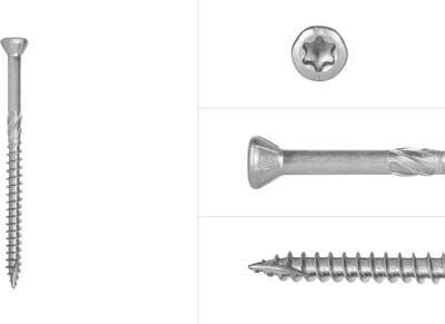 Wovar Vlonderschroeven RVS A4 5,0 x 70 mm Torx 25 Deeldraad | Doos 200 Stuks | Schroeven RVS | Houtschroeven