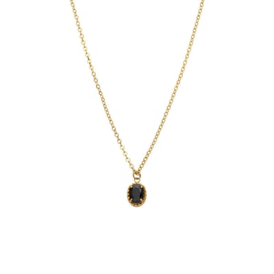 Lucardi - Dames Stalgen goldplated ketting vintage zwart - Ketting - Staal - Goudkleurig - 45 cm