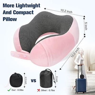 Reiskussen voor Vliegtuig, Nek Kussen voor Reizen, Traagschuim Reiskussen voor Volwassenen, Verstelbaar & Compact Vluchtkussen, Ergonomisch Nek Kussen, Met Oordopjes, Oogmasker, Draagtas